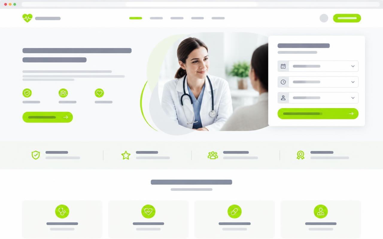 Mockup conceptual de landing orientada a conversión — HEALTHCARE