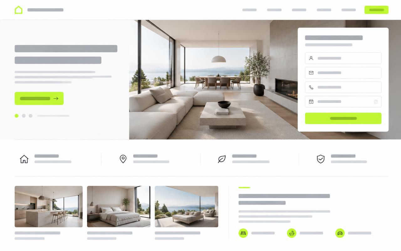 Mockup conceptual de landing orientada a conversión — REAL ESTATE